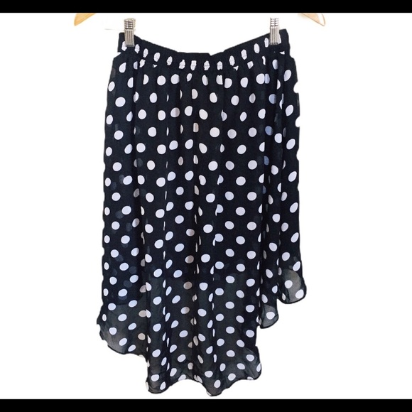 DISNEY D-SIGNED Polka Dot Hi-Lo Skirt With Elastic Waistband Black 14Y/Sz Small - Picture 3 of 8